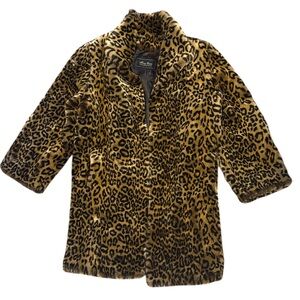 Vintage Terry Lewis Classic Luxuries Leopard Print Faux Fur Coat - size large